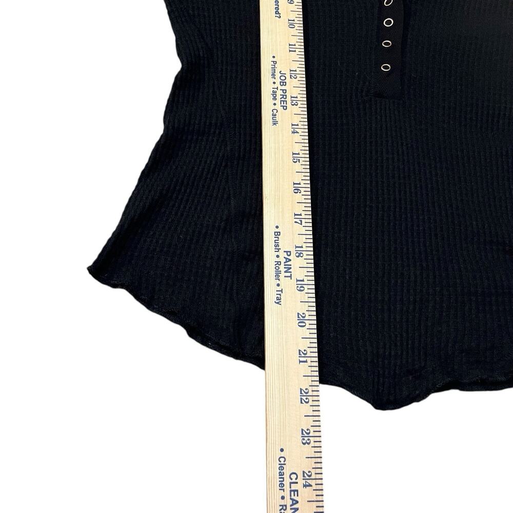 Free People Intimately One Of The Girls Henley Tshirt Medium Black Long Sleeve - Picture 8 of 8